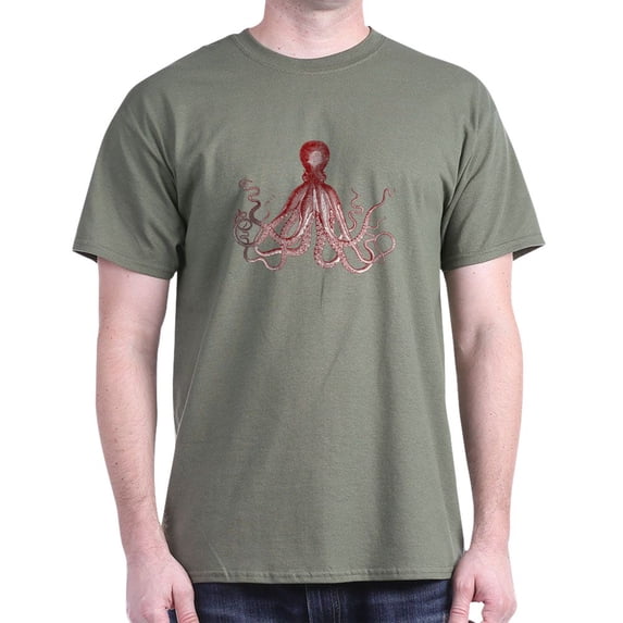 CafePress - Burgundy Octopus T Shirt - Men's Classic Graphic Cotton T-Shirt