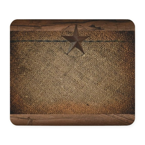 CafePress - Burlap Barn Wood Texas Star Mousepad - Non-slip Rubber Mousepad, Gaming Mouse Pad