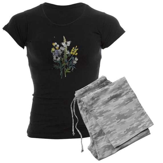 CafePress - Butterflies Of Summer Women's Dark Pajamas - Women's Short Sleeve Print T-Shirt and Pants Dark Cotton Pajama Set