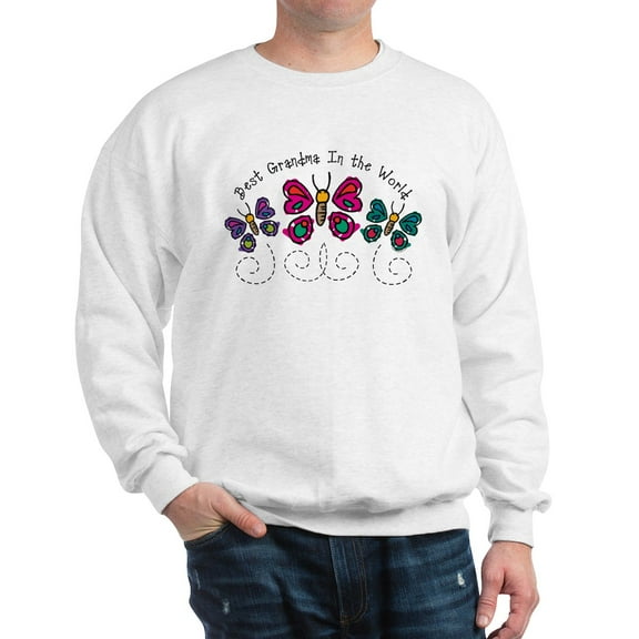 CafePress - Butterfly Best Grandma Sweatshirt - Crew Neck Sweatshirt