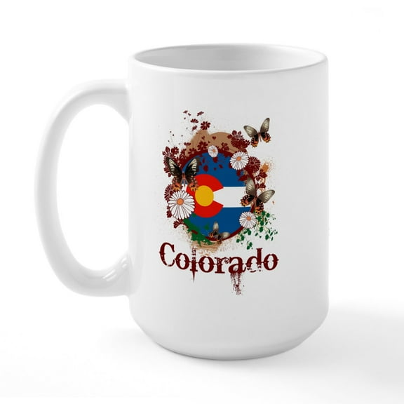 CafePress - Butterfly Colorado Large Mug - 15 oz Ceramic Large White Novelty Mug
