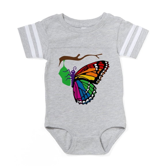 CafePress - Butterfly Emerging_Tr - Cute Infant Baby Football Bodysuit