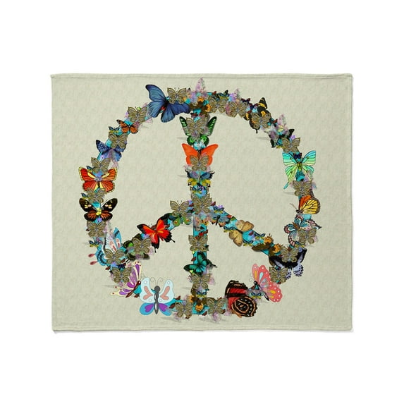 CafePress - Butterfly Peace Sign Blanket 2 Throw Blanket - Soft Fleece Throw Blanket, 50"x60" for All Ages