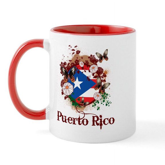 CafePress - Butterfly Puerto Rico Mug - 11 oz Ceramic Mug - Novelty Coffee Tea Cup