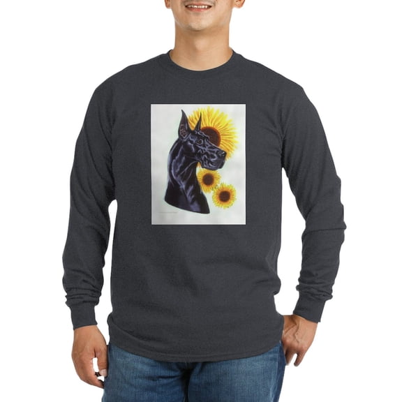 CafePress - C Blk Sunflower Long Sleeve Dark T Shirt - Long Sleeve Dark T-Shirt