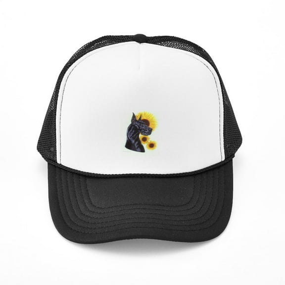 CafePress - C Blk Sunflower - Adjustable Unisex Printed Trucker Hat with Mesh Back