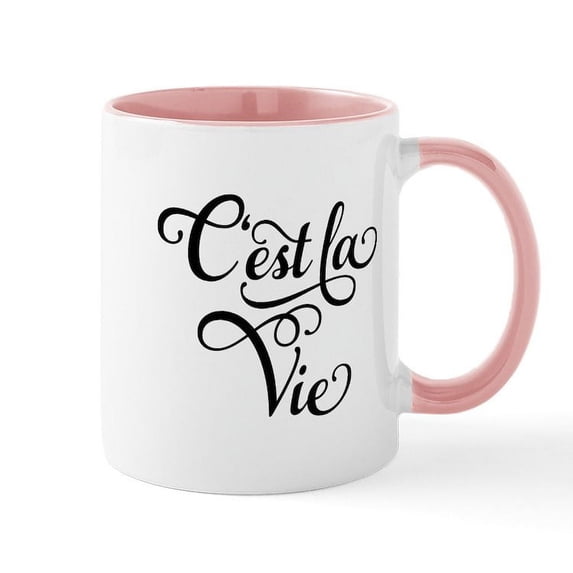 CafePress - C'est La Vie, That's Life French Word Art, Text - 11 oz Ceramic Mug - Novelty Coffee Tea Cup