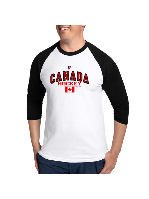 - CA(CAN) Canada Hockey Baseball Jersey - Cotton Baseball Jersey, 3/4 Raglan Sleeve Shirt