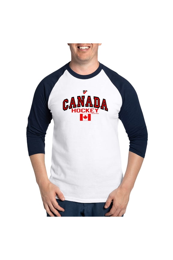 - CA(CAN) Canada Hockey Baseball Jersey - Cotton Baseball Jersey, 3/4 Raglan Sleeve Shirt
