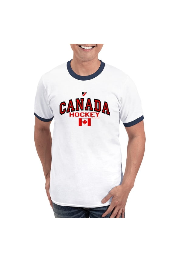 - CA(CAN) Canada Hockey Ringer T - 100% Cotton Ringed T-Shirt