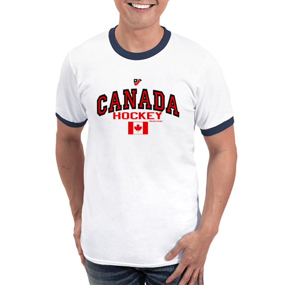 CafePress - CA(CAN) Canada Hockey Ringer T - 100% Cotton Ringed T-Shirt
