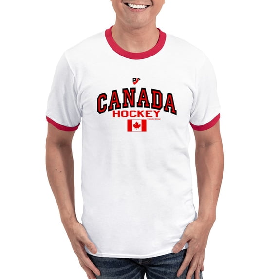 CafePress - CA(CAN) Canada Hockey Ringer T - 100% Cotton Ringed T-Shirt