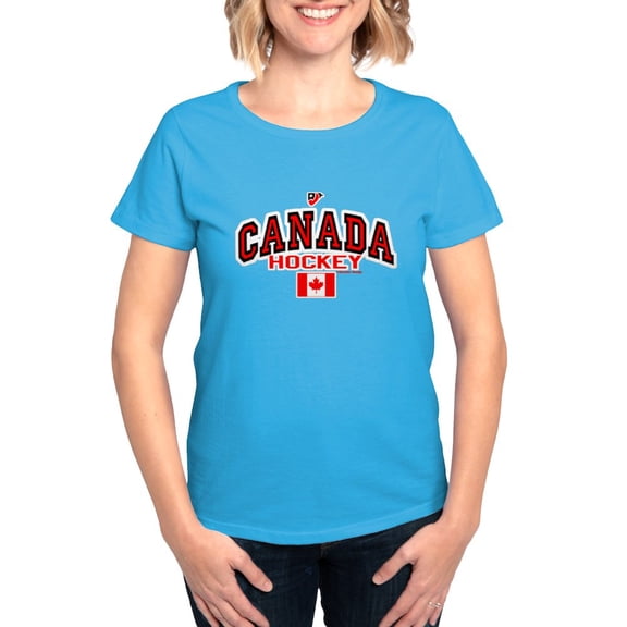 CafePress - CA(CAN) Canada Hockey Women's Dark T Shirt - Women's Traditional Fit Dark T-Shirt
