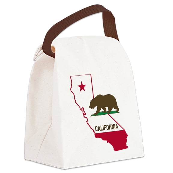 CafePress - CALI STATE W BEAR - Canvas Lunch Bag with Strap Handle
