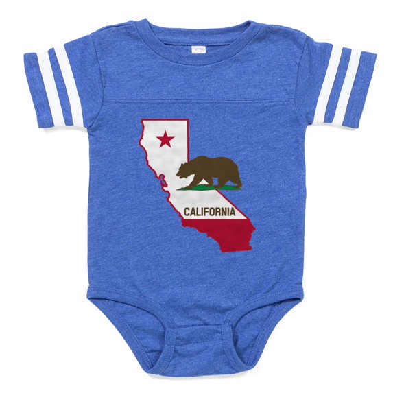 CafePress - CALI STATE W BEAR - Cute Infant Baby Football Bodysuit