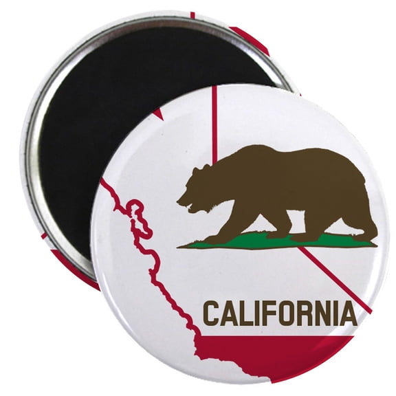 CafePress - CALI STATE W BEAR Magnets - 2.25" Round Magnet, Refrigerator Magnet, Button Magnet Style