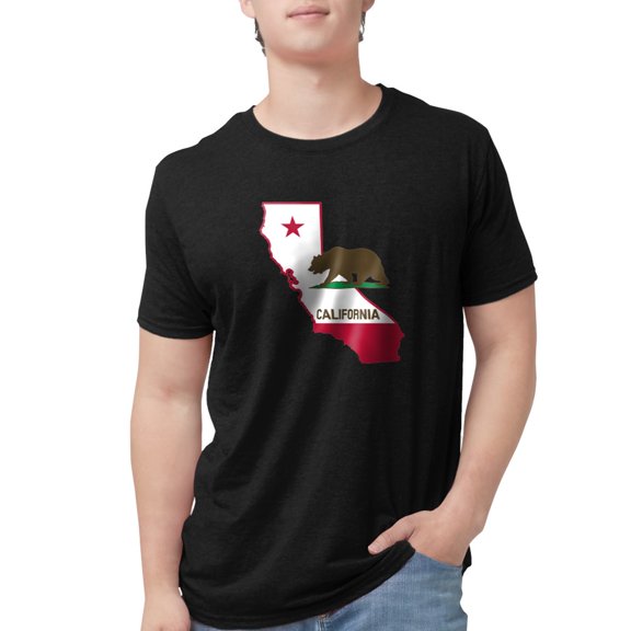 CafePress - CALI STATE W BEAR Mens Tri Blend T Shirt - Mens Tri-blend T-Shirt
