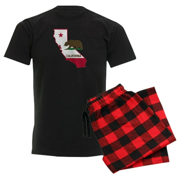 CafePress - CALI STATE W BEAR Pajamas - Men's Dark Loose Fit Cotton Pajama Set
