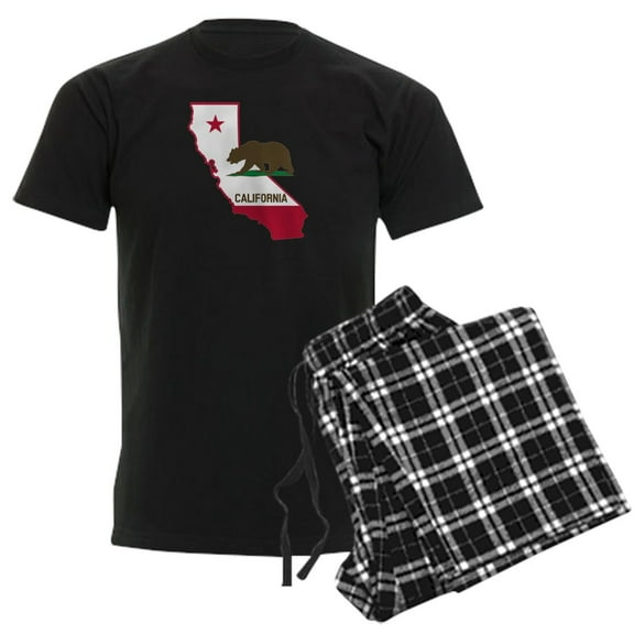 CafePress - CALI STATE W BEAR Pajamas - Men's Dark Loose Fit Cotton Pajama Set