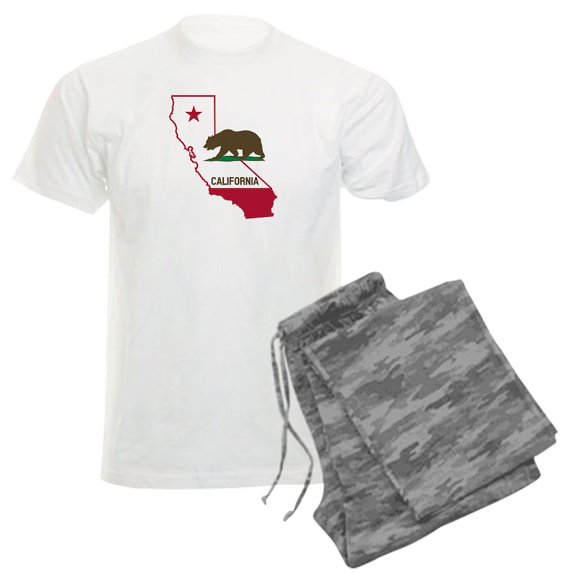 CafePress - CALI STATE W BEAR Pajamas - Men's Light Loose Fit Cotton Pajama Set