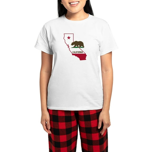 CafePress - CALI STATE W BEAR Pajamas - Women's Short Sleeve Print T-Shirt and Pants Light Cotton Pajama Set