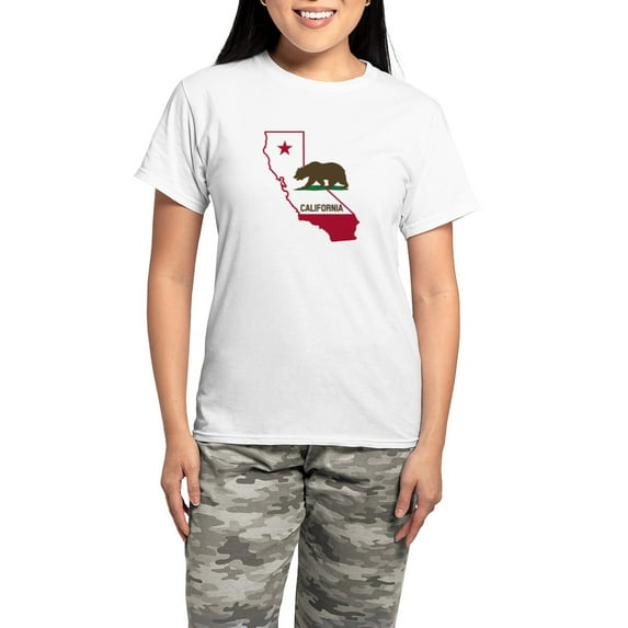 CafePress - CALI STATE W BEAR Pajamas - Women's Short Sleeve Print T-Shirt and Pants Light Cotton Pajama Set