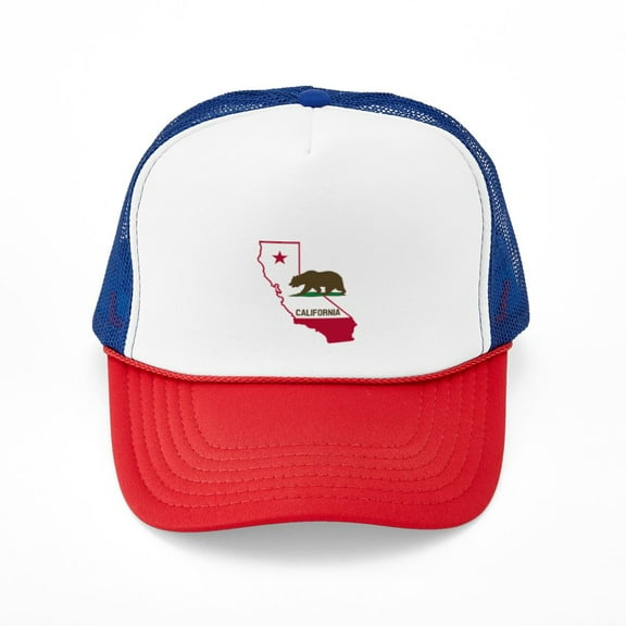 CafePress - CALI STATE W BEAR - Adjustable Unisex Printed Trucker Hat with Mesh Back