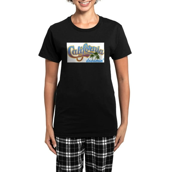 CafePress - CALIFORNIA DREAMIN Pajamas - Women's Short Sleeve Print T-Shirt and Pants Dark Cotton Pajama Set