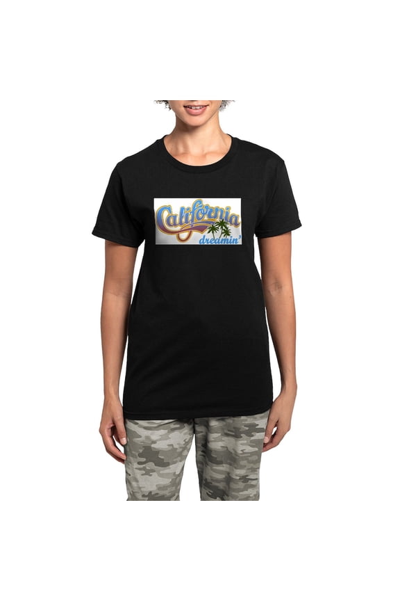 - CALIFORNIA DREAMIN Pajamas - Women's Short Sleeve Print T-Shirt and Pants Dark Cotton Pajama Set