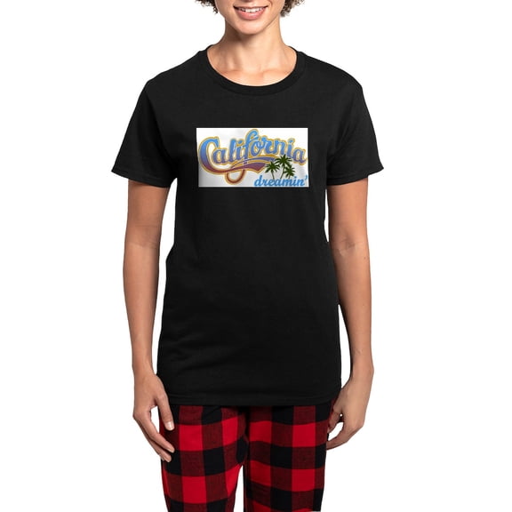 CafePress - CALIFORNIA DREAMIN Pajamas - Women's Short Sleeve Print T-Shirt and Pants Dark Cotton Pajama Set