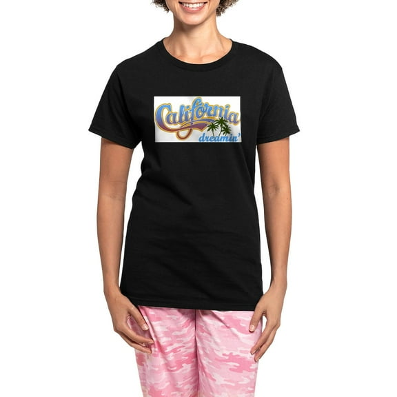 CafePress - CALIFORNIA DREAMIN Pajamas - Women's Short Sleeve Print T-Shirt and Pants Dark Cotton Pajama Set