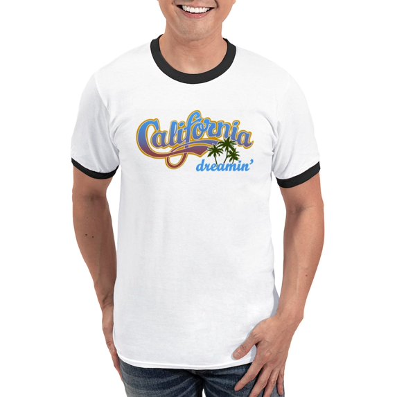 CafePress - CALIFORNIA DREAMIN T Shirt - 100% Cotton Ringed T-Shirt