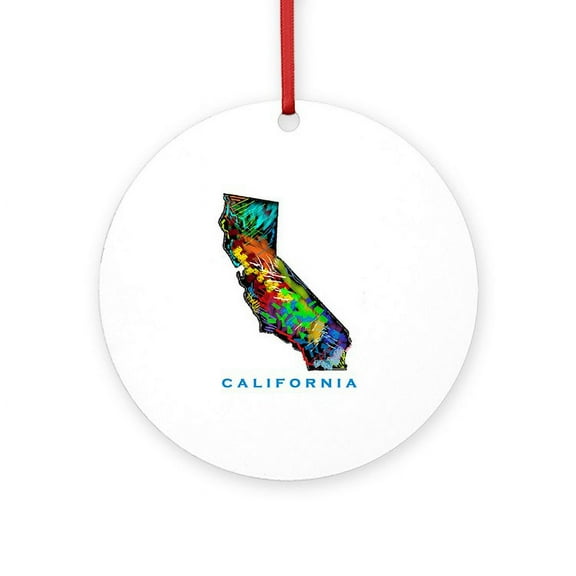 CafePress - CALIFORNIA -  Round Wood Ornament 4"
