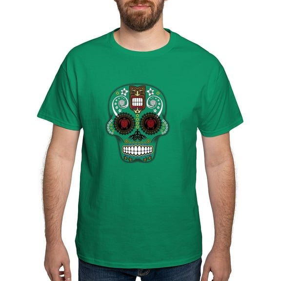 CafePress - CANDY SKULL Hawiian Shirt Ghost Outline T Shirt - Men's Classic Graphic Cotton T-Shirt