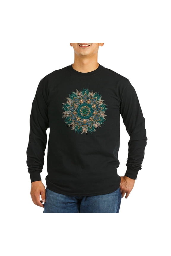 - CANNABIS LEAF II TEAL/ORNG Long Sleeve Dark T Shir - Long Sleeve Dark T-Shirt