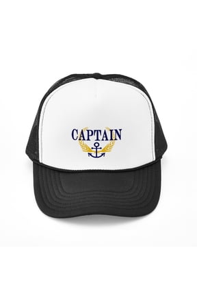- CAPTAIN - Adjustable Unisex Printed Trucker Hat with Mesh Back