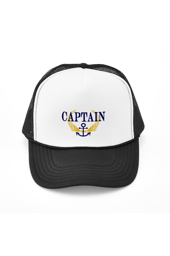 - CAPTAIN - Adjustable Unisex Printed Trucker Hat with Mesh Back