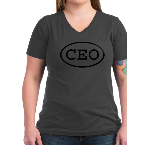 CafePress - CEO Oval Women's V Neck Dark T Shirt - Women's V-Neck Dark T-Shirt