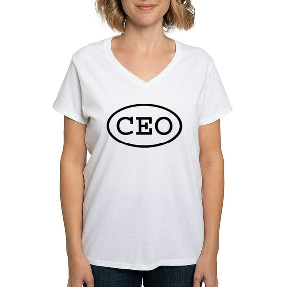 CafePress - CEO Oval Women's V Neck T Shirt - Womens Cotton V-Neck T-shirt