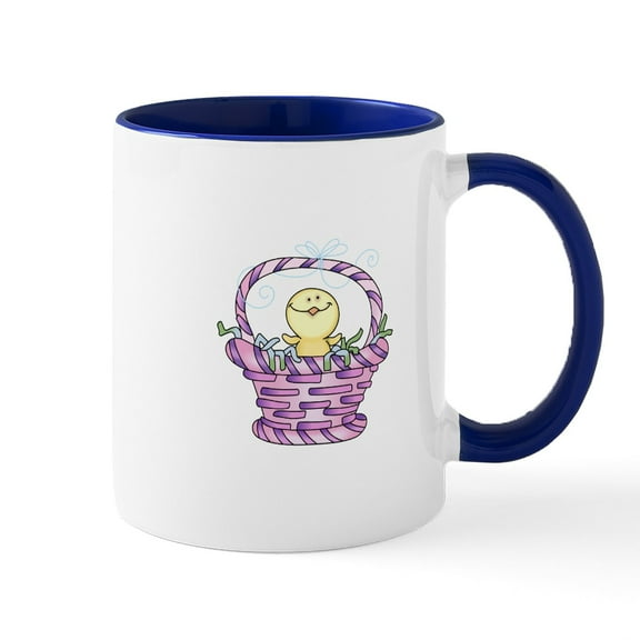 CafePress - CHICK IN EASTER BASKET Mugs - 11 oz Ceramic Mug - Novelty Coffee Tea Cup