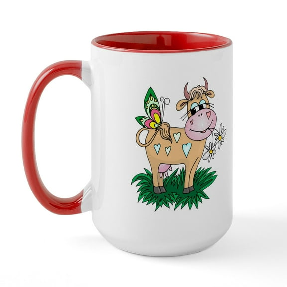 CafePress - COW Large Mug - 15 oz Ceramic Large White Novelty Mug