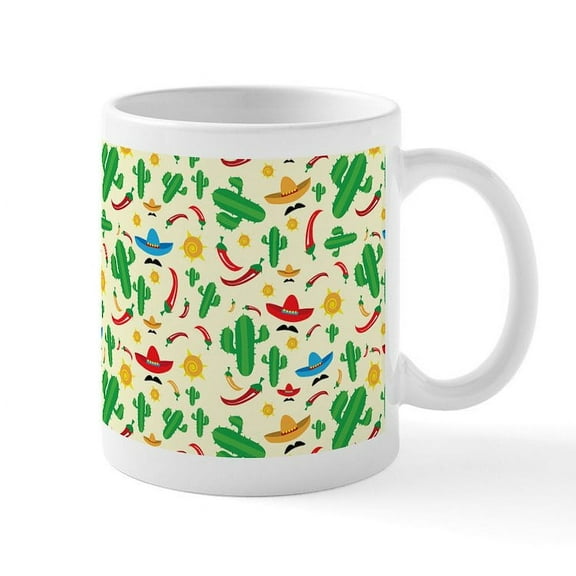 CafePress - Cactus Pattern - 11 oz Ceramic Mug - Novelty Coffee Tea Cup