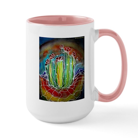 CafePress - Cactus, Southwest Desert Art Large Mug - 15 oz Ceramic Large White Novelty Mug