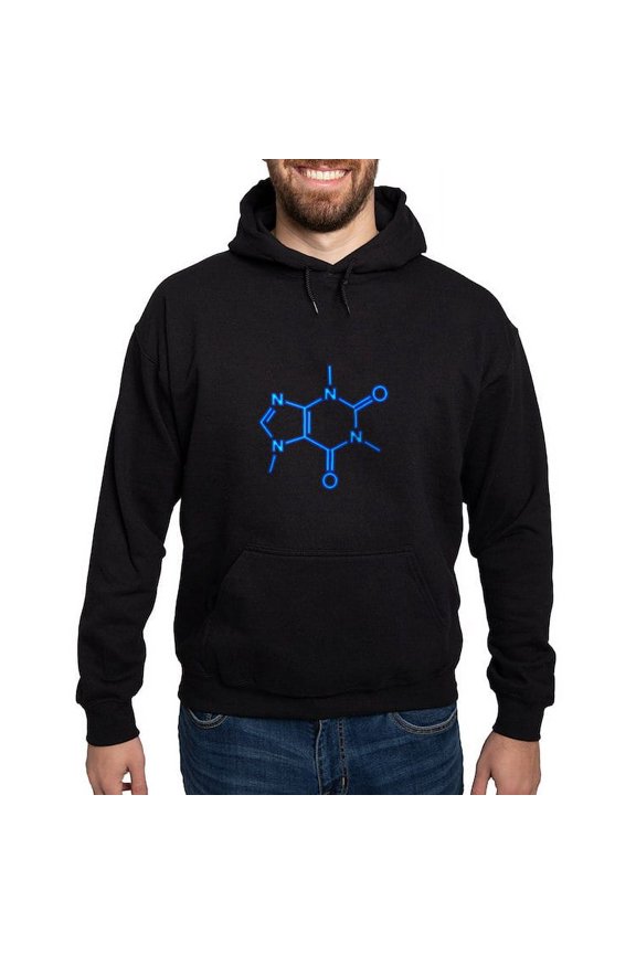 - Caffeine Molecule Hoodie (Dark) - Pullover Hoodie, Classic, Comfortable Hooded Sweatshirt