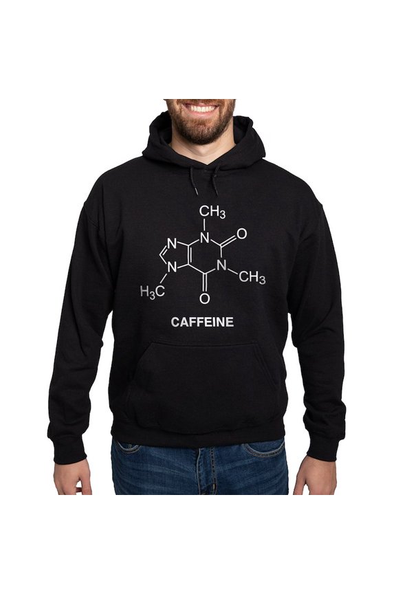 - Caffeine Molecule Hoodie (Dark) - Pullover Hoodie, Classic, Comfortable Hooded Sweatshirt