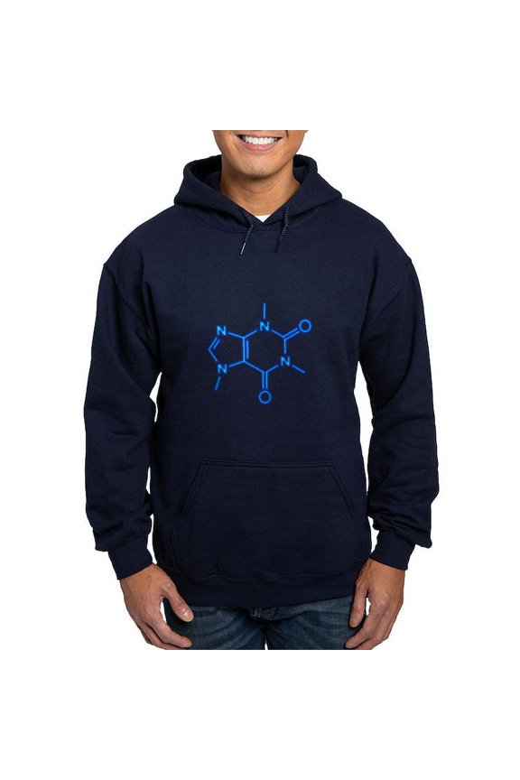 - Caffeine Molecule Hoodie (Dark) - Pullover Hoodie, Classic, Comfortable Hooded Sweatshirt