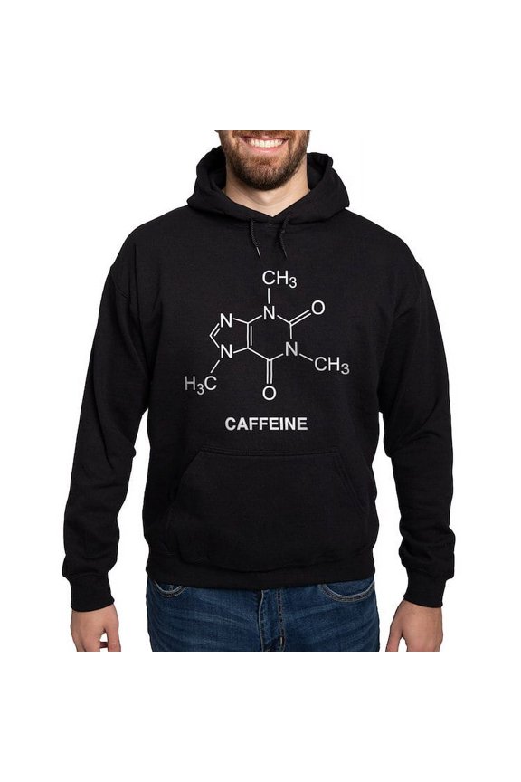 - Caffeine Molecule Hoodie (Dark) - Pullover Hoodie, Classic, Comfortable Hooded Sweatshirt