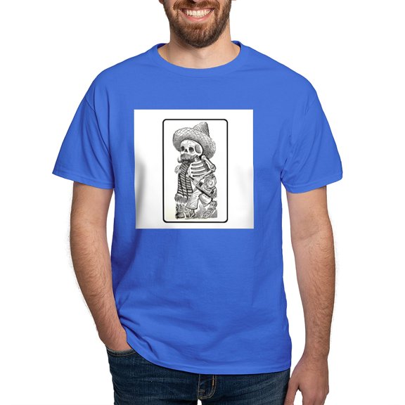 CafePress - Calavera With Bottle Black T Shirt - Men's Classic Graphic Cotton T-Shirt