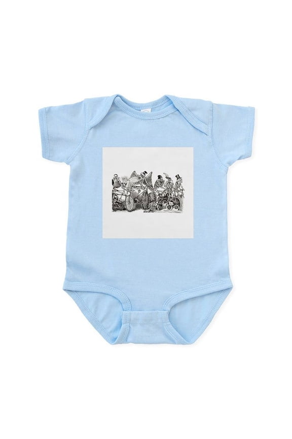 - Calaveras On Wheels Infant Creeper - Baby Light Bodysuit, Size Newborn - 24 Months