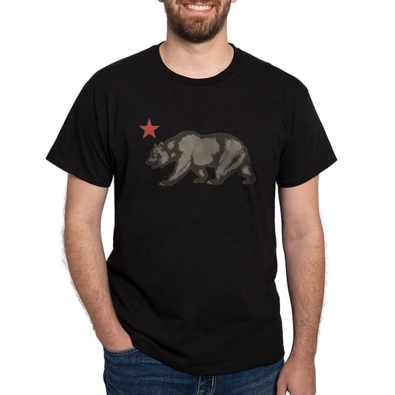 CafePress - California Bear With Star Dark T Shirt - Men's Classic Graphic Cotton T-Shirt